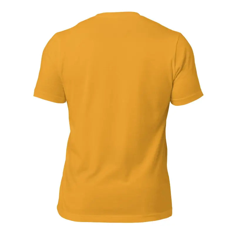 Yellow short-sleeved t-shirt back view featuring Mjölnir & Ravens design celebrating Viking heritage