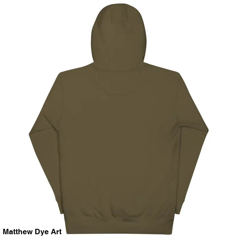 Olive green Werewolf Unisex Hoodie with pouch pocket and cool design shown from back