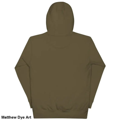 Olive green Werewolf Unisex Hoodie with pouch pocket and cool design shown from back