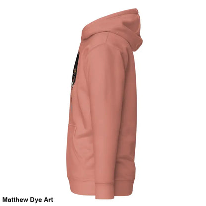 Salmon-colored hooded sweatshirt featuring Gothic Werewolf Art from the Moonlit Howl Hoodie