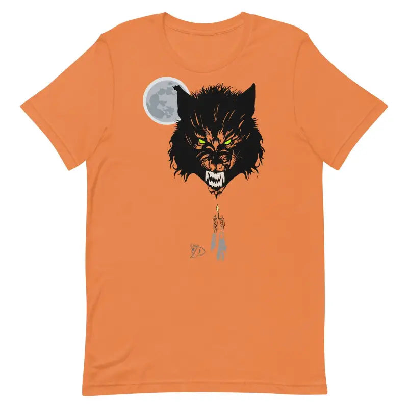 Orange werewolf unisex t-shirt in comfortably ring-spun cotton with moonlit design