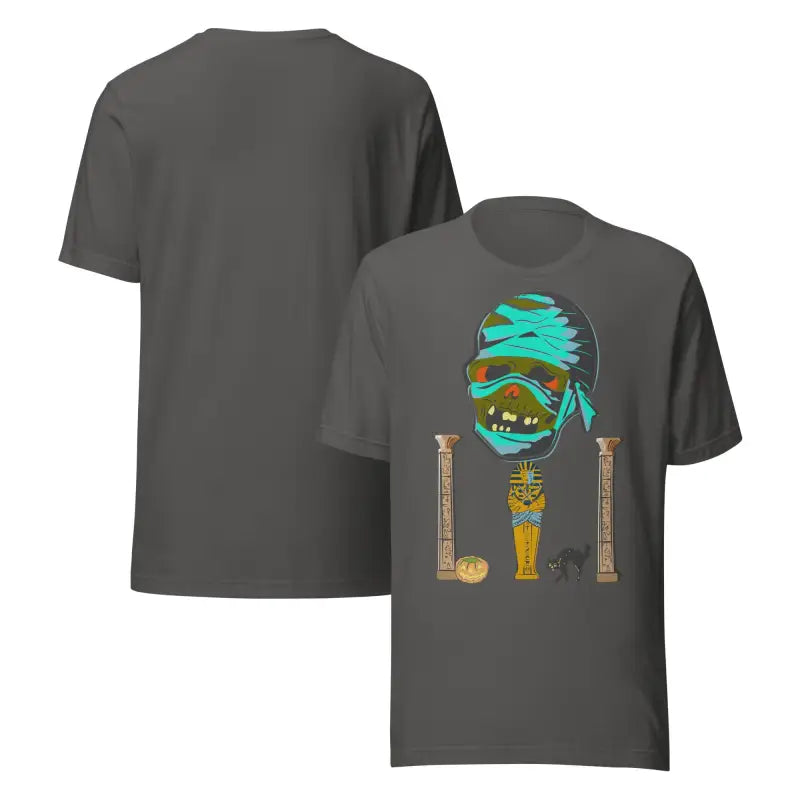Gray Mummy Unisex T-Shirt featuring Matthew Dye art from the cute Halloween collection