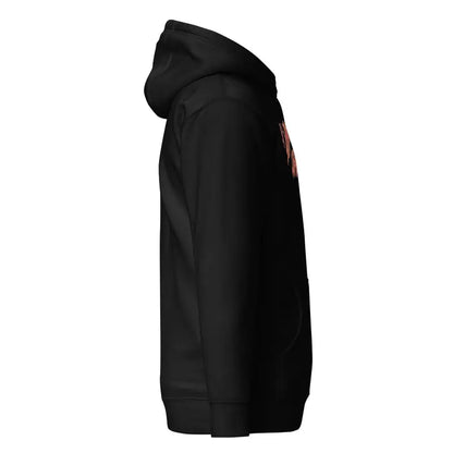 Side view of the Black Hooded Sweatshirt from the Murder Party Hoodie collection