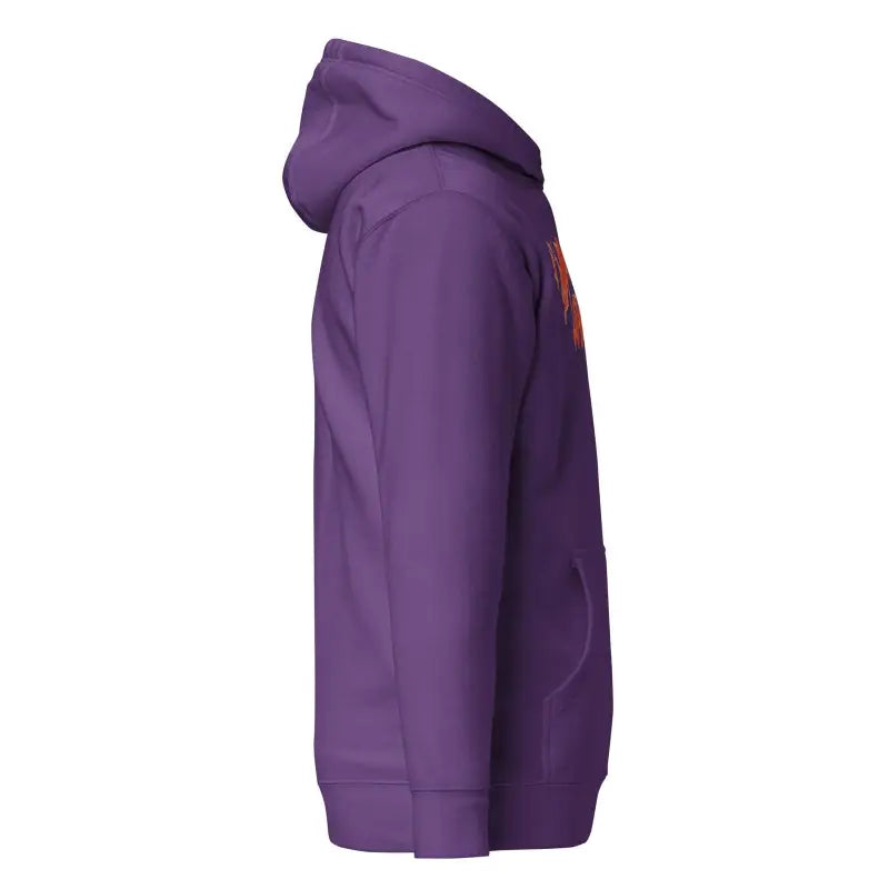 Purple hooded sweatshirt displayed from the side of the Murder Party Hoodie collection