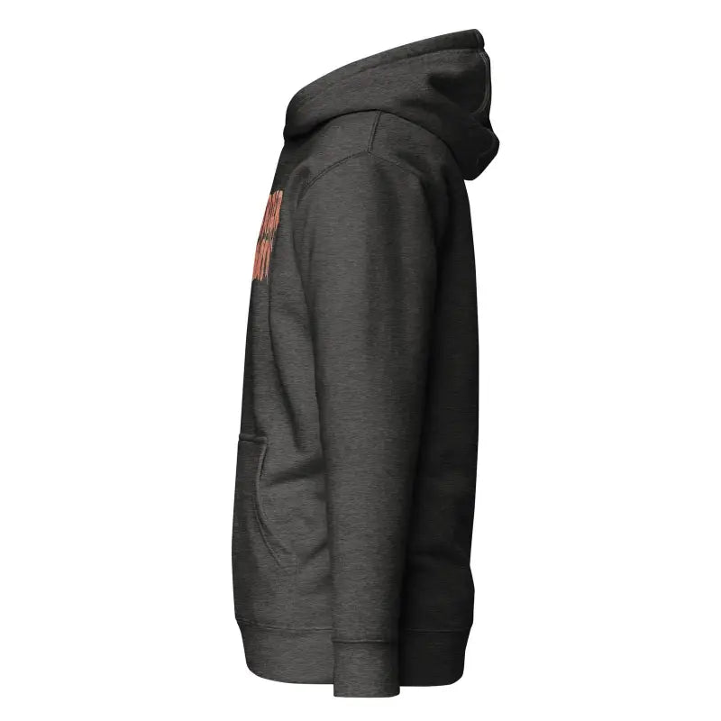 Side view of the Embrace Enigma Murder Party Hoodie in black for autumn fashion