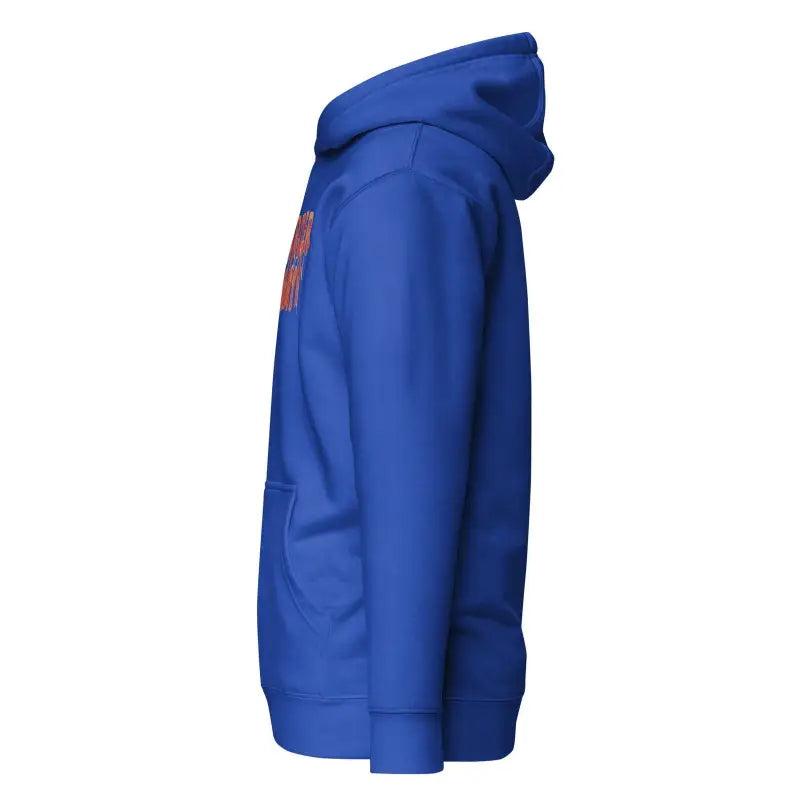 Side view of a royal blue Murder Party Hoodie from the Autumn’s Embrace collection