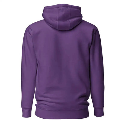 Purple hooded sweatshirt back view from the Embrace Enigma Murder Party Hoodie collection