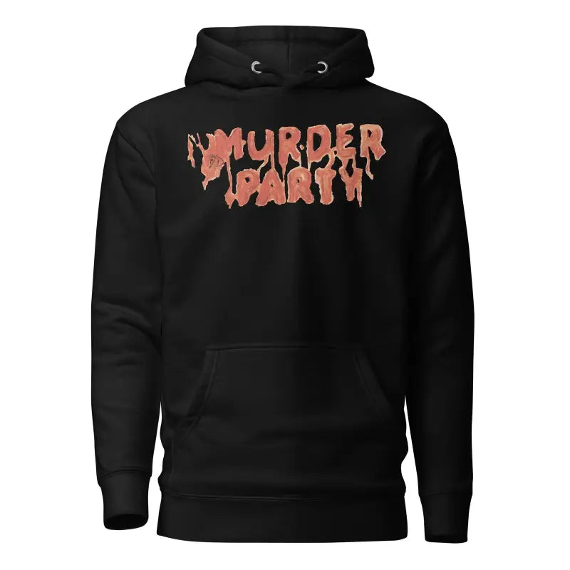 Black hoodie with dripping pink lettering, featuring the Murder Party design for autumn