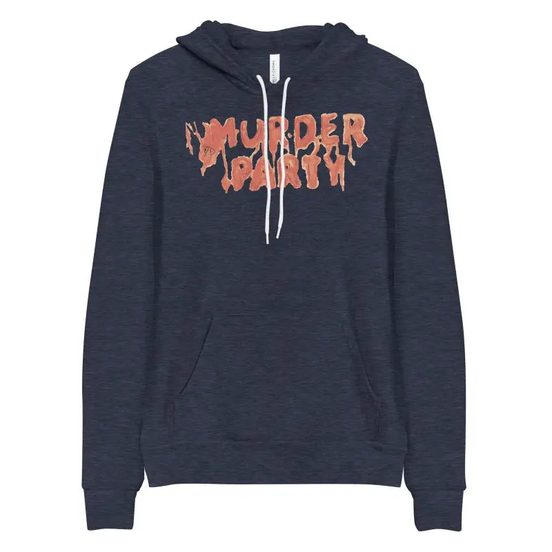 Black Murder Party Hoodie with orange dripping letters for stylish comfort and expression