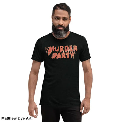 Black Murder Party Mayhem unisex horror art tri-blend t-shirt showcasing unique design