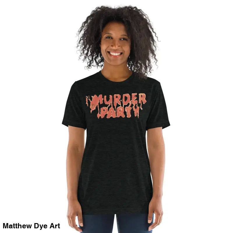 Black Murder Party Mayhem unisex horror art t-shirt for party mayhem enthusiasts
