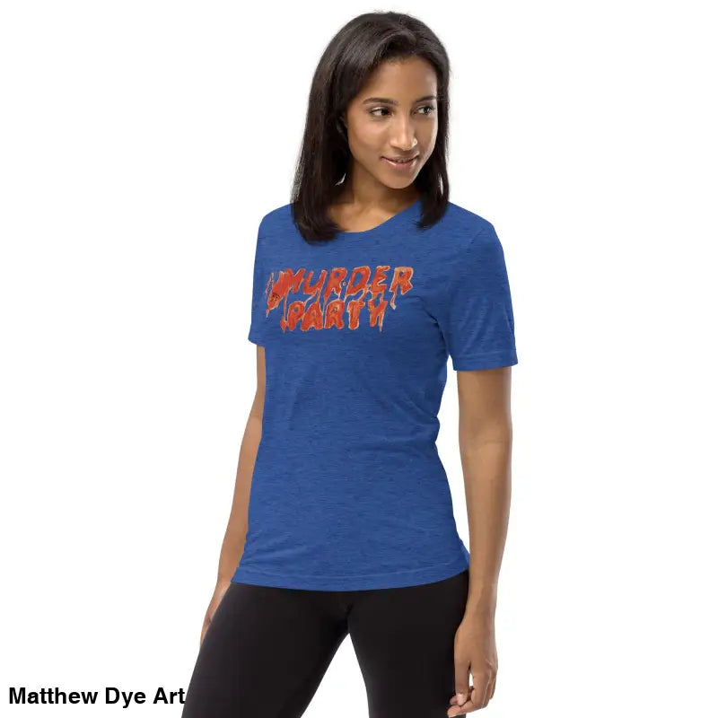 Blue Murder Party Mayhem unisex tri-blend t-shirt featuring bold text design
