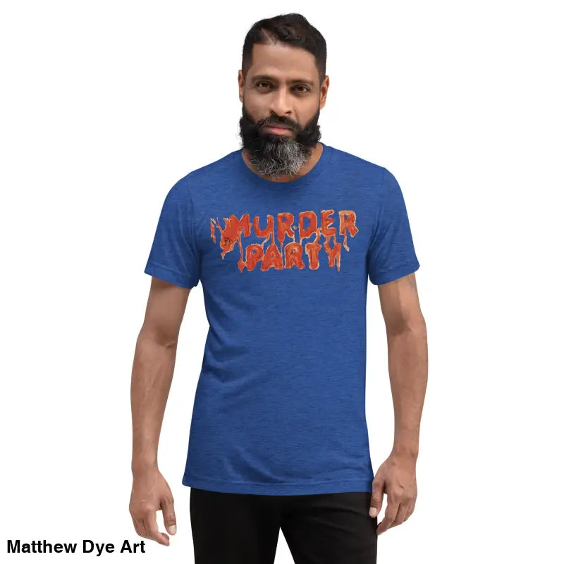 Blue Murder Party Mayhem unisex horror art t-shirt featuring stylish graphic design