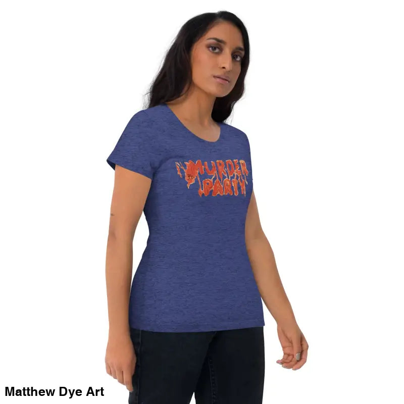Blue Murder Party Mayhem tri-blend t-shirt featuring bold orange text