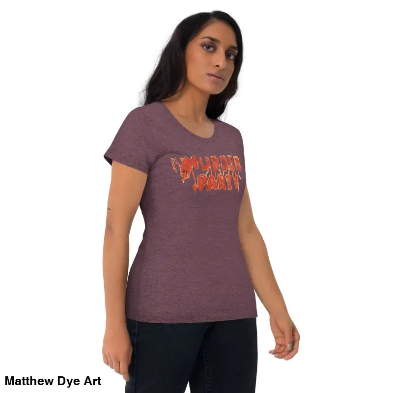 Maroon Murder Party Mayhem unisex t-shirt showcasing bold text design and style