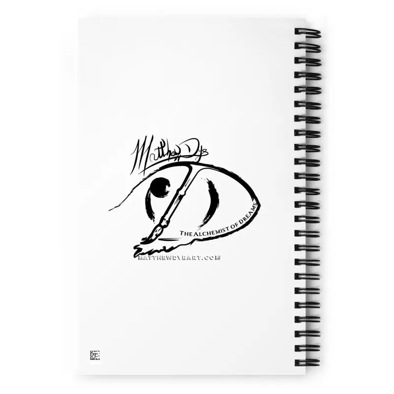 Spiral notebook featuring a black logo design in the Mystical Elegance collection