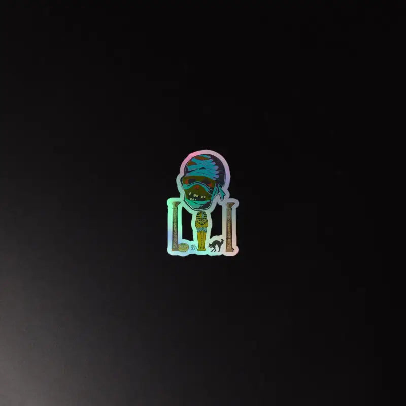 Holographic sticker of a cartoon character in a green cap from Mummy Holographic Stickers