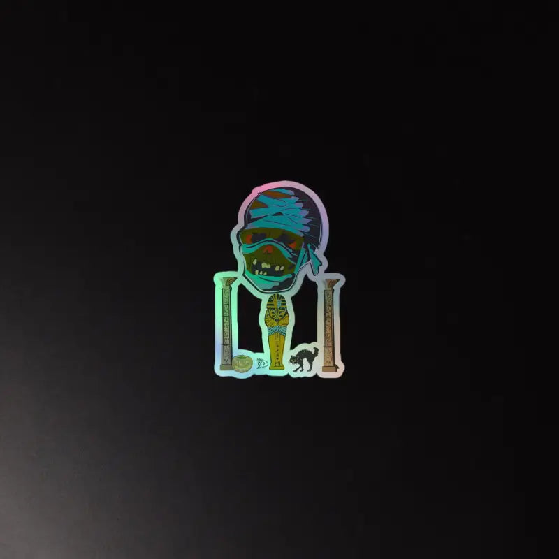 Holographic sticker showcasing a cartoon character with spiky hair and goggles for Mummy Holographic Stickers