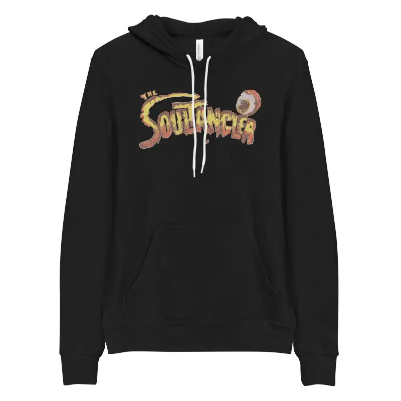 Black Soultangler Fleece Hoodie featuring The Sandlot logo for captivating illustrated style