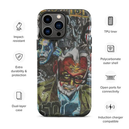 Urban graffiti art iPhone® case showcasing vibrant colors and impact resistance design