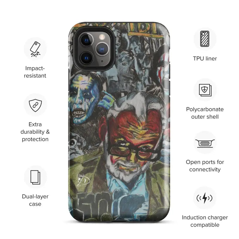 Artistic graffiti-style phone case with abstract faces for the impact-resistant Romero iPhone® Case