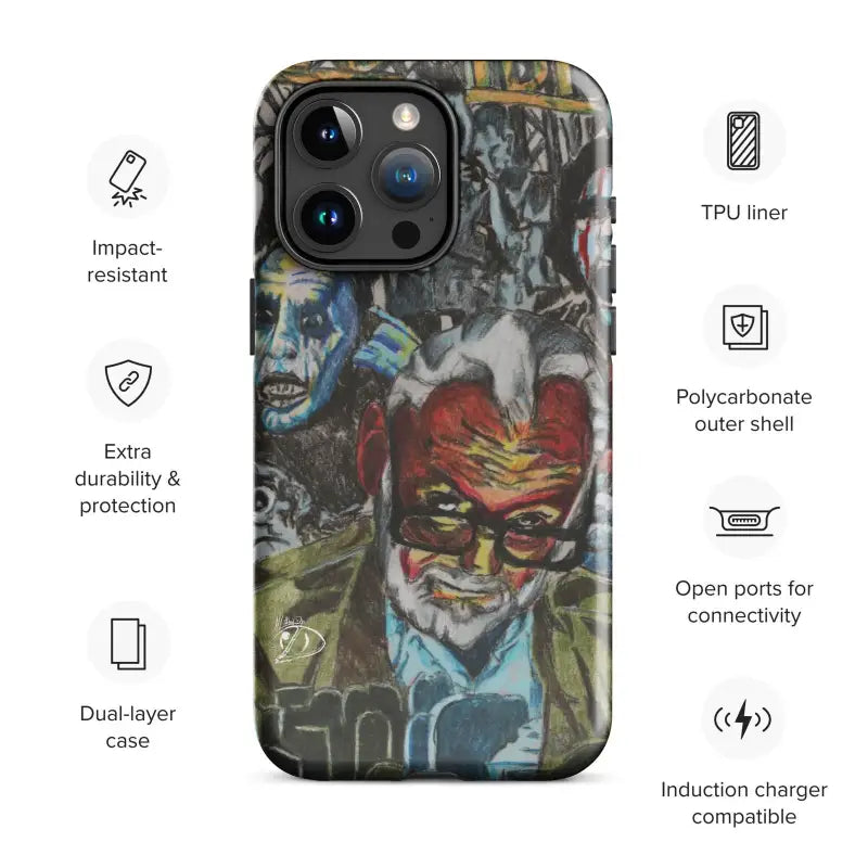 Vibrant graffiti-style street art on Neon Horror Elegance Romero iPhone® Case with impact resistance