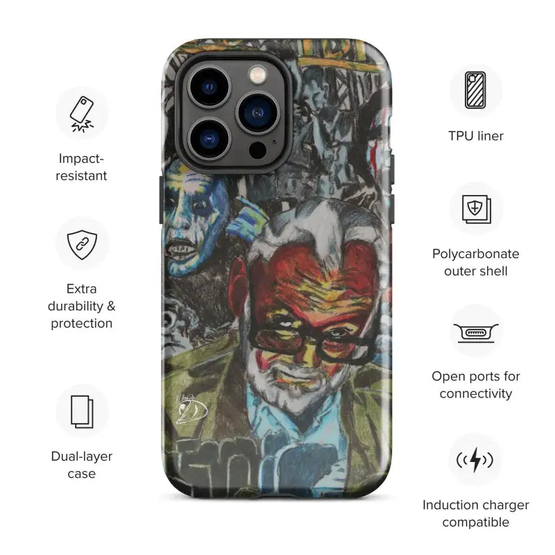 Protective Romero iPhone® Case featuring graffiti design and impact resistance layers