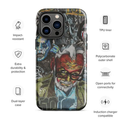 Protective Romero iPhone® Case featuring graffiti design and impact resistance layers