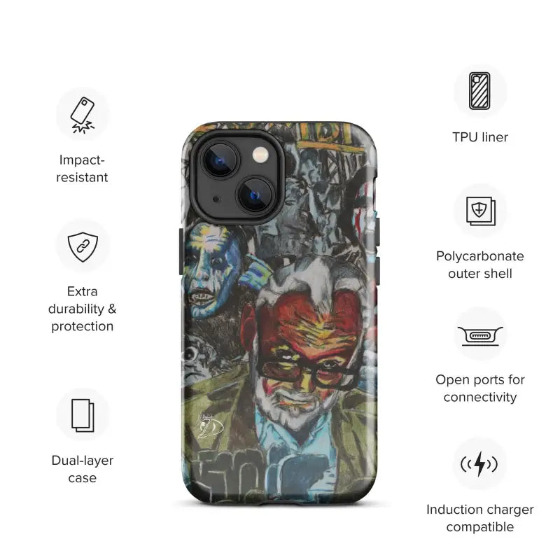 Protective iPhone® case with graffiti comic book art, showcasing impact resistance and style