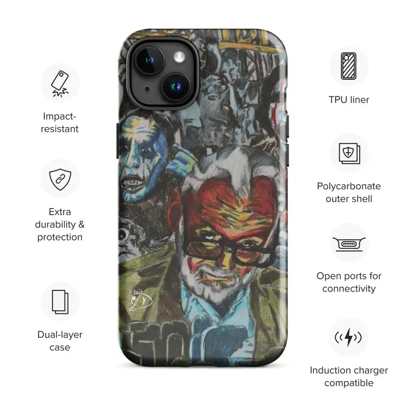 Graffiti-style street art on the Neon Horror Elegance Romero iPhone® Case of Impact Resistance