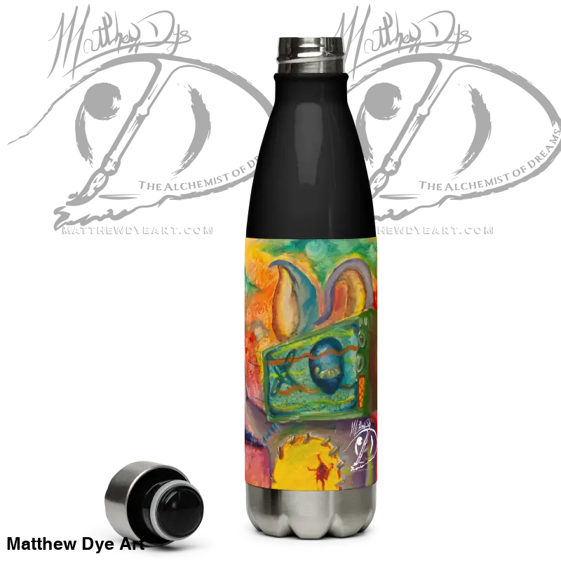 High-grade stainless steel water bottle featuring colorful abstract art design