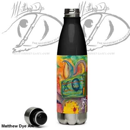 High-grade stainless steel water bottle featuring colorful abstract art design