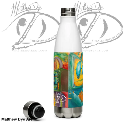 High-grade stainless steel water bottle featuring colorful abstract art design