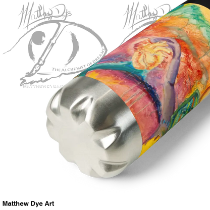 Colorful marbled pen barrel with metallic end cap for high-grade stainless steel water bottle