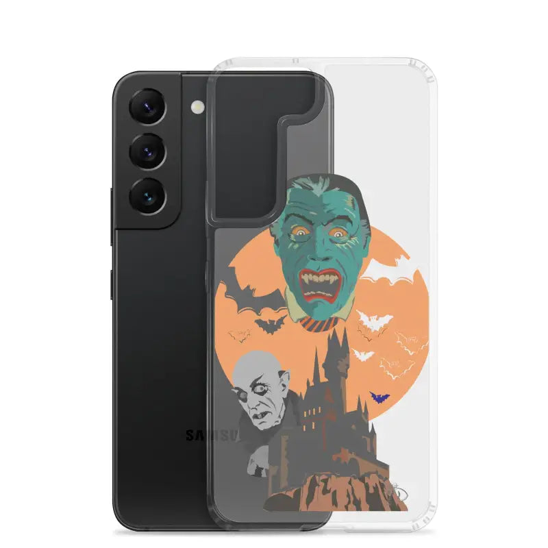 Clear phone case featuring Halloween monster artwork, perfect for the Vampires Clear Case