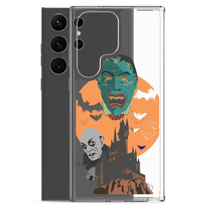 Clear case featuring Halloween zombie art, bats, and castle for Vampires Clear Case