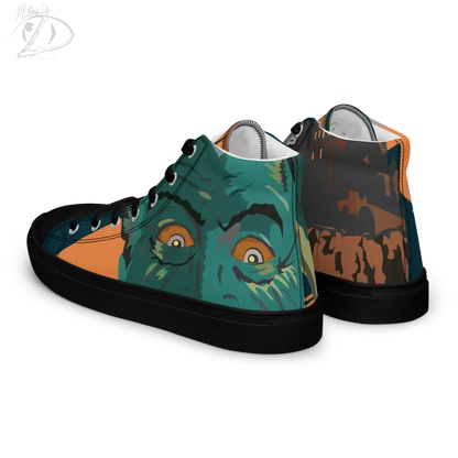 High-top sneakers with spooky artwork from the Cute Halloween Collection by Matthew Dye Art