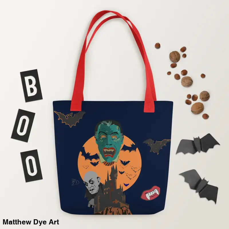 Halloween-themed trick or treat tote bag featuring the Night of the Vampires design
