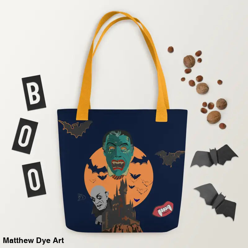 Halloween-themed Night of the Vampires trick or treat tote bag for festive celebrations