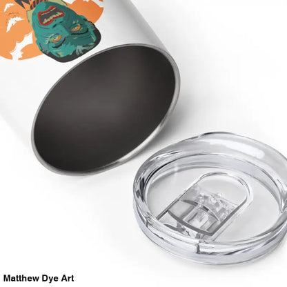 Insulated stainless steel wine tumbler with lid featuring Night of the Vampires design