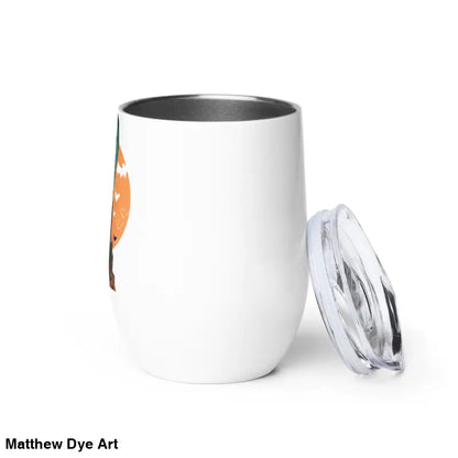 White stainless steel wine tumbler with lid from Night of the Vampires, ideal for Halloween