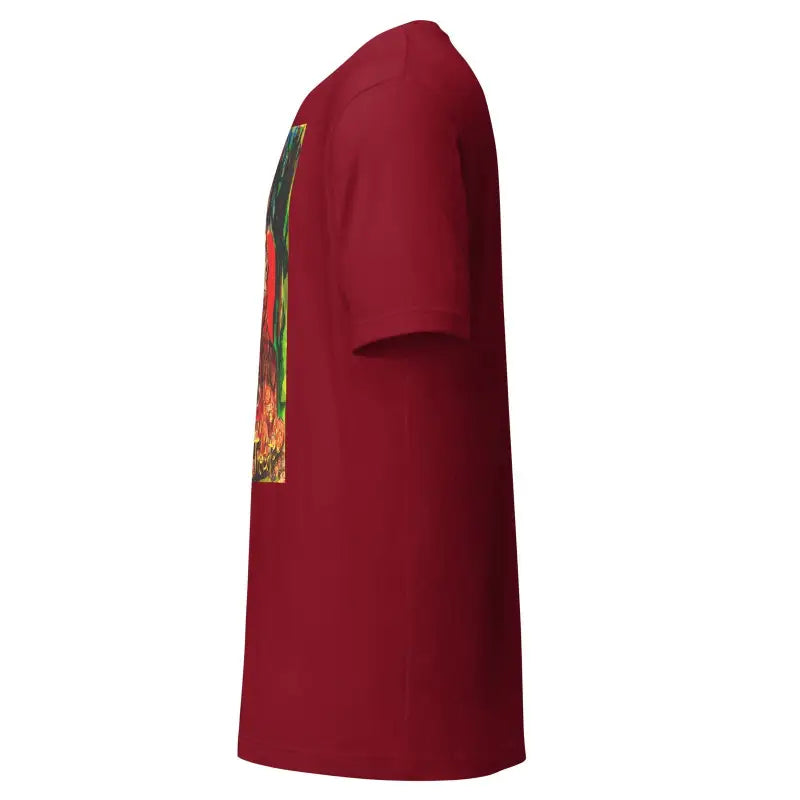 Burgundy unisex t-shirt with side stripe for Halloween and Trick R Treat festivities