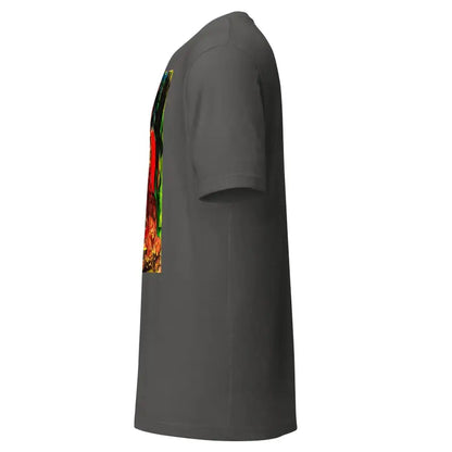 Dark gray unisex t-shirt with colorful stripes for Trick R Treat Halloween