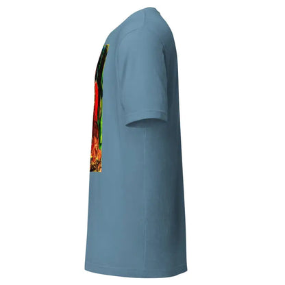 Light blue unisex t-shirt with colorful graphic design for Trick R Treat Halloween