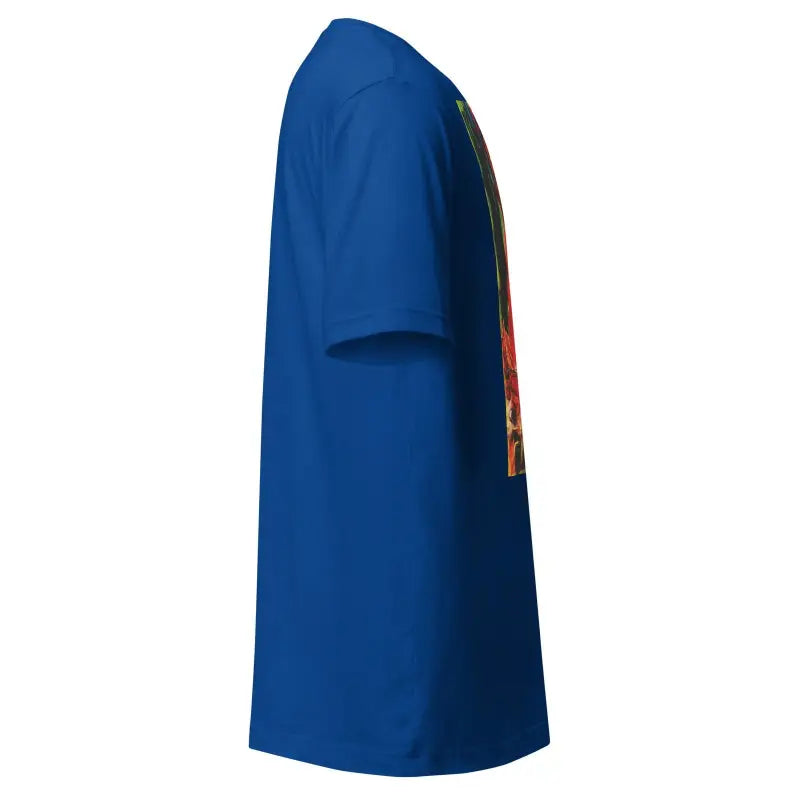 Royal blue unisex t-shirt sleeve for Trick R Treat Halloween design display