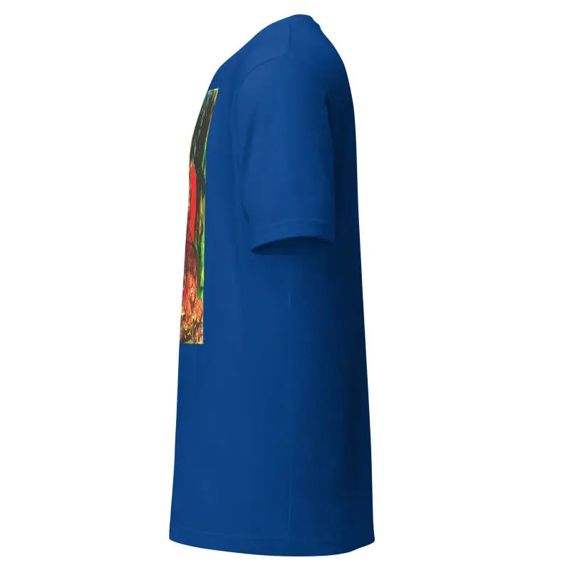 Royal blue unisex t-shirt with colorful stripes for Trick R Treat Halloween