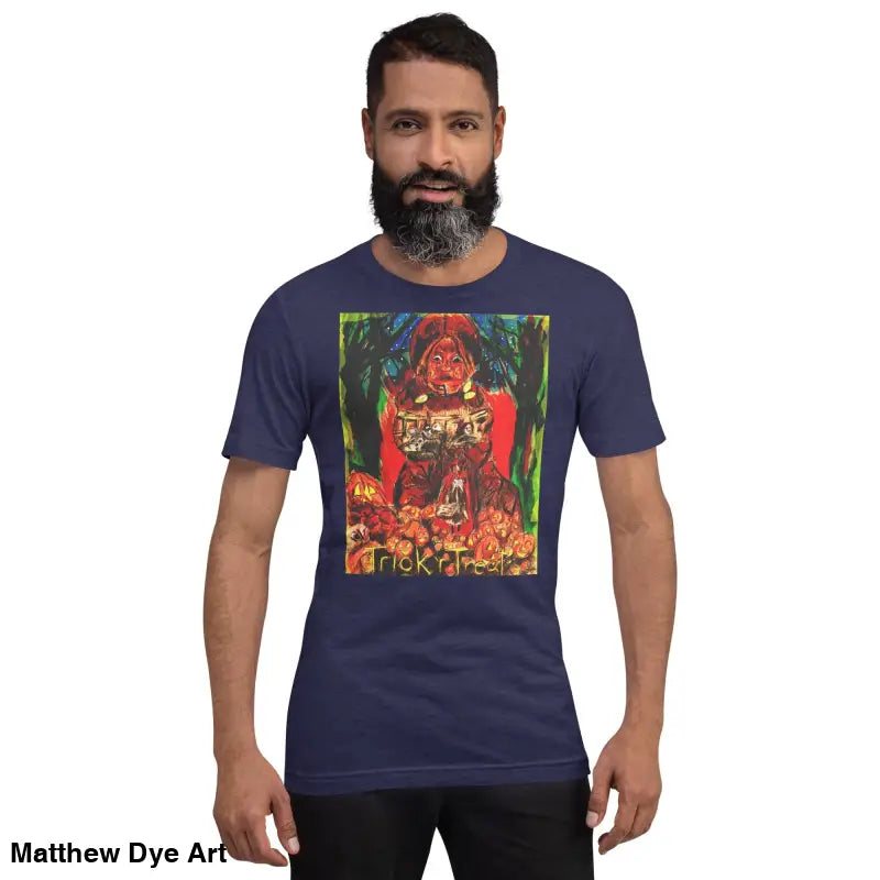 Unisex Halloween graphic t-shirt featuring a Nightmare Trickster design for trick r treat enthusiasts