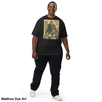 Black Nosferatu Halloween Heavyweight T-Shirt featuring chillingly beautiful illustration