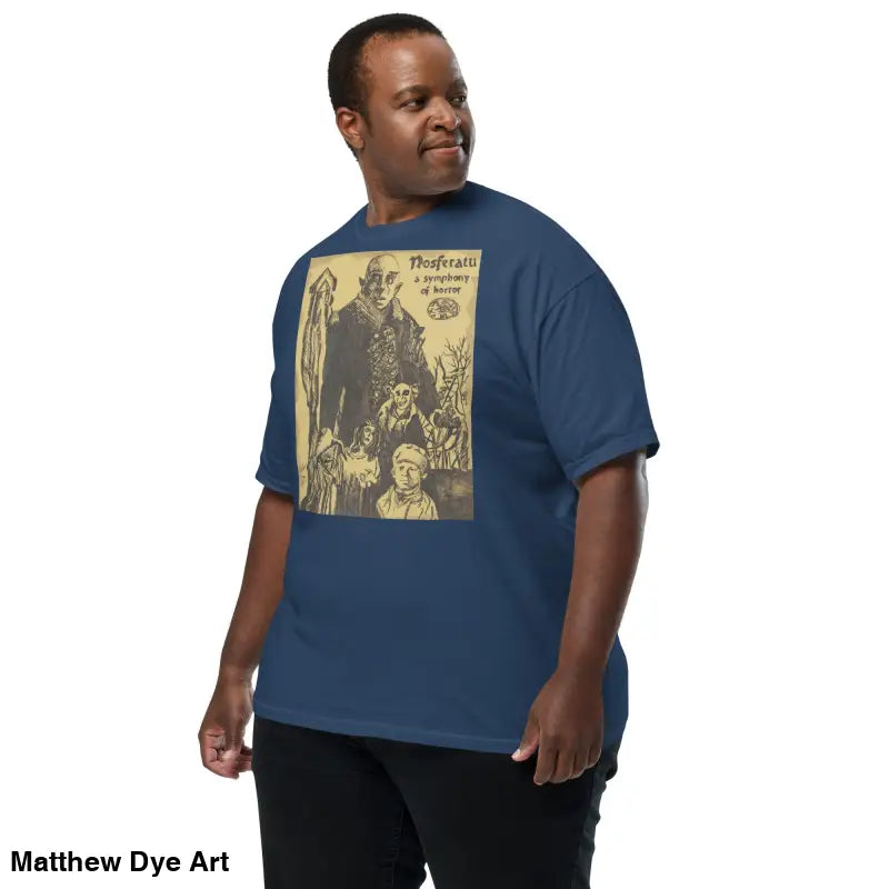 Dark blue Nosferatu Heavyweight T-Shirt featuring chillingly beautiful illustration