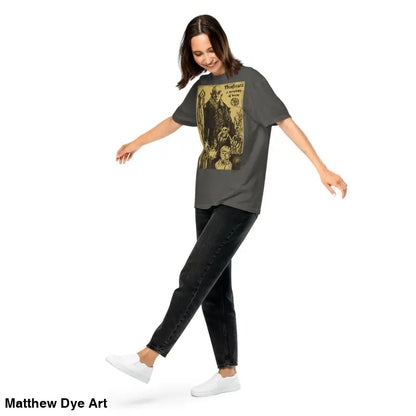Gray Nosferatu Heavyweight T-Shirt featuring chillingly beautiful illustration for Halloween